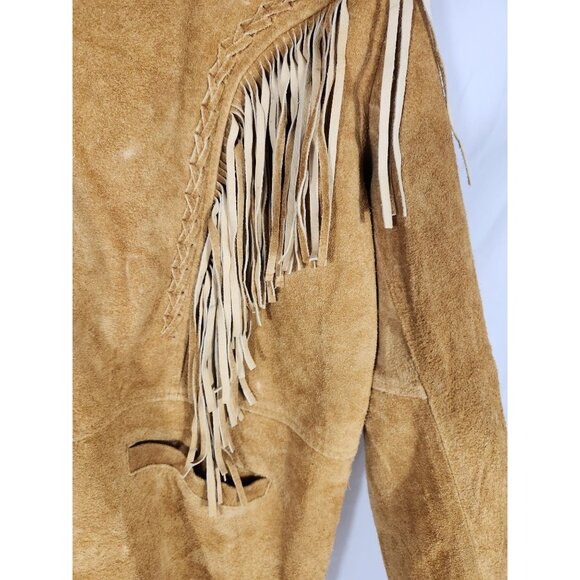 Vintage NOS Cocobee USA Mens Western "Yellowstone" Suede Fringe Coat ASOTV Camel - Picture 4 of 6
